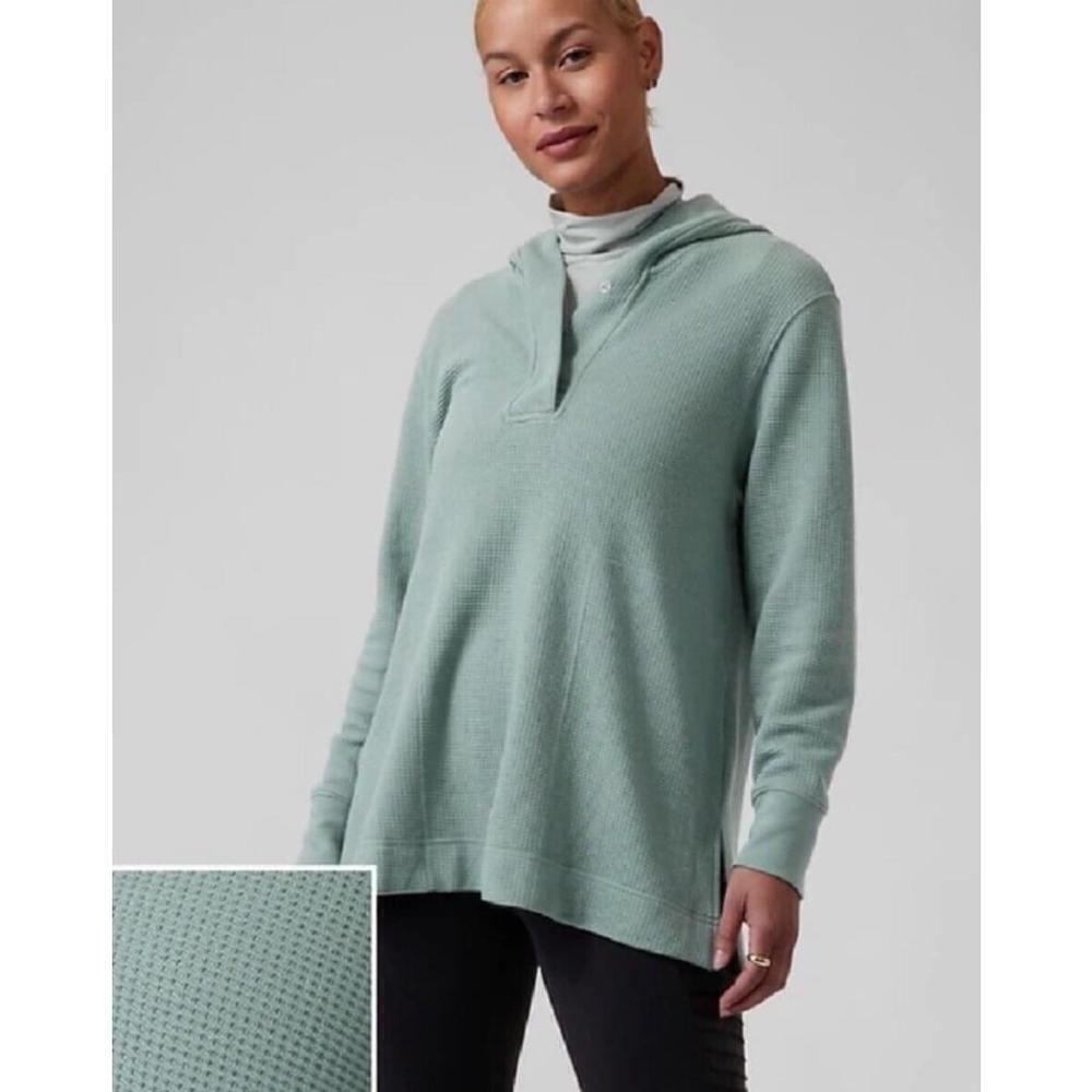 Athleta Women’s Small (Oversized) Coaster luxe waffle hoodie teal MSRP $119